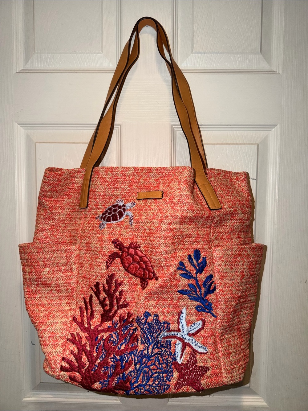 Vera Bradley Beach Tote Bag with Coral & Turtle Embroidery